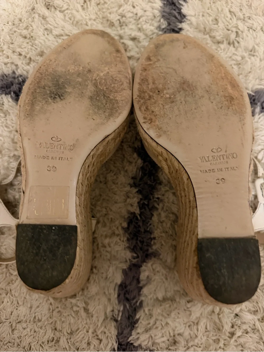 Valentino Cream Bow Espadrille Wedge Slingbacks
